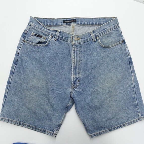 Perry Ellis Bermuda Shorts Men's Size 36 Blue Denim 5-Pockets Design 100% Cotton - Picture 1 of 6
